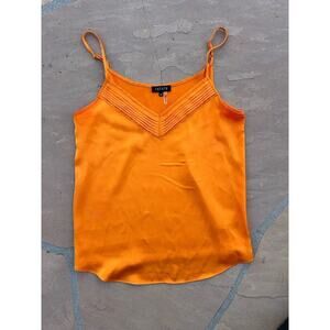 1.State Womens Adjustable Strap Tank Top Orange Illusion Panel Neck XS
